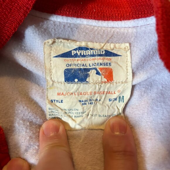 Rare VTG PYRAMID Cincinnati Reds MLB Baseball Full Zip Jacket 70s 80s Red - Picture 4 of 7